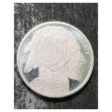 1 TROY OZ .999 FINE SILVER BUFFALO INDIAN ROUND