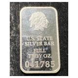 1 TROY OZ .999 FINE SILVER CALIFORNIA BAR