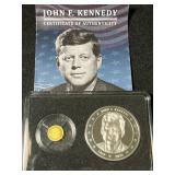 2023 JFK 60TH ANNIVERSARY HALF GRAM GOLD WITH 1 OZ SILVER COIN