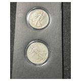 2 US WALKING LIBERTY HALF DOLLARS 1944 1945