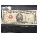 1928C US RED SEAL $5 BILL