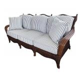P - Lovely Rattan Sofa with Striped Cushions
