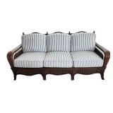 P - Lovely Rattan Sofa with Striped Cushions