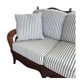 P - Lovely Rattan Sofa with Striped Cushions