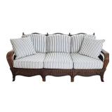 P - Lovely Rattan Sofa with Striped Cushions