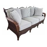 P - Lovely Rattan Sofa with Striped Cushions
