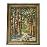 LL - Birch Forest Path - Oil on Canvas Landscape Original Painting