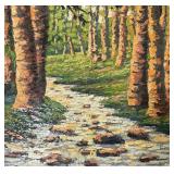 LL - Birch Forest Path - Oil on Canvas Landscape Original Painting