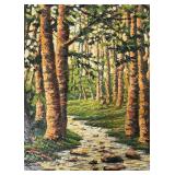 LL - Birch Forest Path - Oil on Canvas Landscape Original Painting