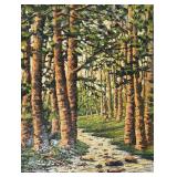 LL - Birch Forest Path - Oil on Canvas Landscape Original Painting