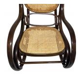 LLB - Vintage Cane Rocking Chair - Dark Wood with Caned Back & Seat