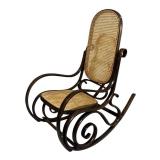 LLB - Vintage Cane Rocking Chair - Dark Wood with Caned Back & Seat
