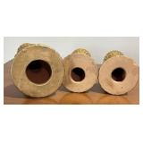LL - Trio of Gold-Tone Fluted Candle Holders