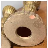 LL - Trio of Gold-Tone Fluted Candle Holders