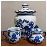 LL - Heartfelt Kitchen Creations Cookie Jar with April Cornell Creamer & Sugar Dish