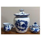 LL - Heartfelt Kitchen Creations Cookie Jar with April Cornell Creamer & Sugar Dish