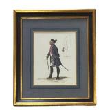 LL - Framed Napoleonic Soldier Print in Ornate Gold Frame