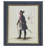 LL - Framed Napoleonic Soldier Print in Ornate Gold Frame