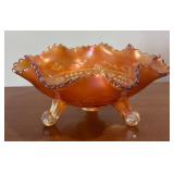 LL - Vintage Northwood Grapes & Cable Marigold Carnival Glass Bowl