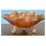 LL - Vintage Northwood Grapes & Cable Marigold Carnival Glass Bowl
