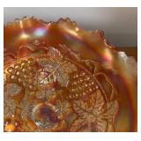LL - Vintage Northwood Grapes & Cable Marigold Carnival Glass Bowl