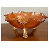 LL - Vintage Northwood Grapes & Cable Marigold Carnival Glass Bowl