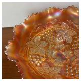 LL - Vintage Northwood Grapes & Cable Marigold Carnival Glass Bowl