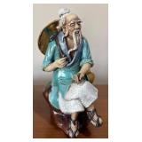 LL - Two Shiwan Mud Men Figurines - Pair of Chinese Ceramic Figurines