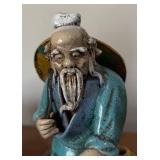 LL - Two Shiwan Mud Men Figurines - Pair of Chinese Ceramic Figurines