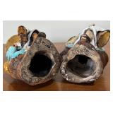 LL - Two Shiwan Mud Men Figurines - Pair of Chinese Ceramic Figurines