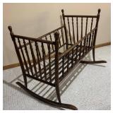 LL - Vintage Wooden Rocking Cradle