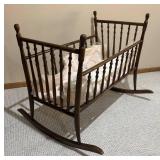 LL - Vintage Wooden Rocking Cradle