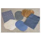 LL - Placemat Collection Assorted Styles: White Embossed Octagons, Blue Damask, Blue Braided Round and More