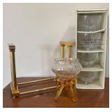 LL - Pier 1 Imports Brass Book Stand, Crackle Glass Nut Bowls and More