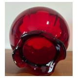 LL - Vintage Imperial Glass Ruby Red Footed Lily Pad Rimmed Rose Bowl