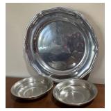 LL - T-fal Fry Pan with Glass Lid, Silver-Plated Platters, Bowls & Salt & Pepper Shakers