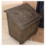 LR - Antique Firewood Holder Chest with Relief Panels