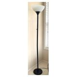 P - Floor Lamp - Black Metal Stem with White Frosted Shade