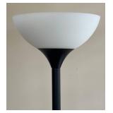 P - Floor Lamp - Black Metal Stem with White Frosted Shade