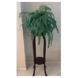LR - Vintage Plant Stand with Faux Greenery