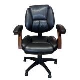 O - Whalen Leather Adjustable Office Chair - Wood Armrests