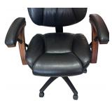 O - Whalen Leather Adjustable Office Chair - Wood Armrests