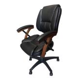 O - Whalen Leather Adjustable Office Chair - Wood Armrests