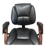 O - Whalen Leather Adjustable Office Chair - Wood Armrests