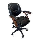O - Whalen Leather Adjustable Office Chair - Wood Armrests