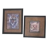 O - Two Tiger & Lion Framed Wildlife Art Prints