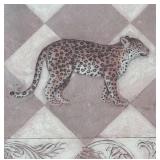 O - Leopard Print Framed Artwork  with Diamond Tile Background