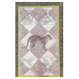 O - Leopard Print Framed Artwork  with Diamond Tile Background