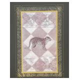 O - Leopard Print Framed Artwork  with Diamond Tile Background