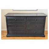 K - Black Wood 6-Drawer Dresser